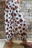 Basso Big Dot Balloon Cuff Pant White & Chocolate